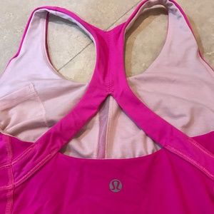 Lululemon Pink Racerback Top with Bra and Pocket